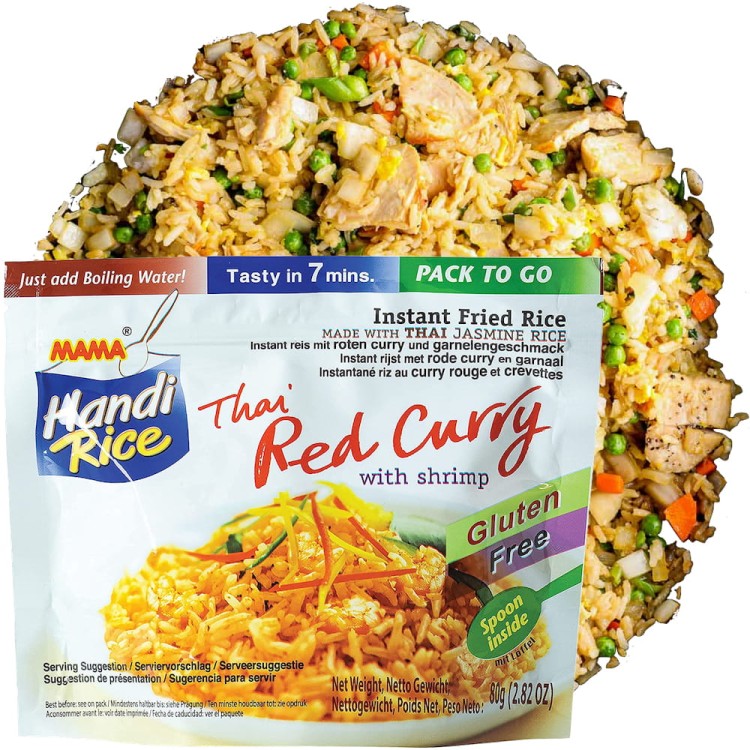 Błyskawiczny Smażony Ryż Instant Czerwone Curry z Krewetkami 80g MAMA