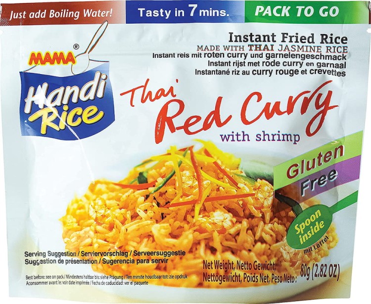 Błyskawiczny Smażony Ryż Instant Czerwone Curry z Krewetkami 80g MAMA