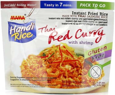 Błyskawiczny Smażony Ryż Instant Czerwone Curry z Krewetkami 80g MAMA
