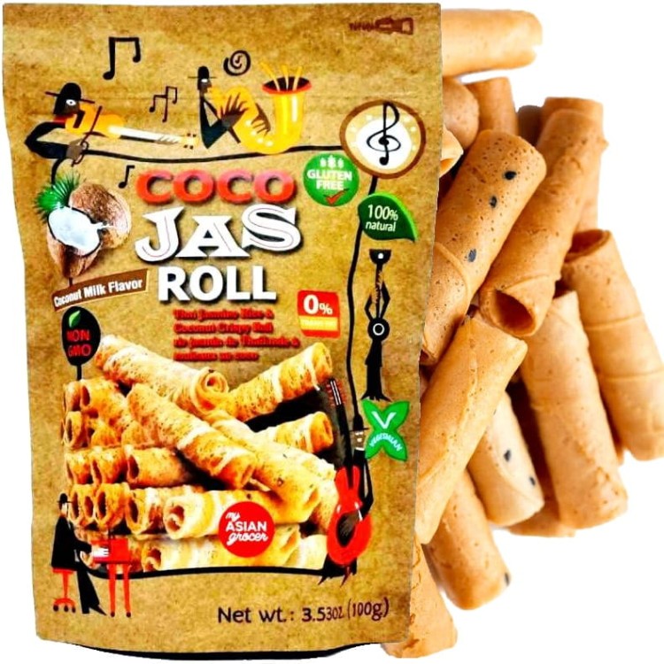 Kokosowo Ryżowe Chrupiące Rurki o Smaku KOKOSA Bezglutenowe 100g COCO JAS ROLL