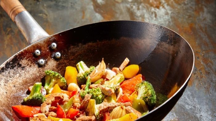 Patelnia Chiński Wok RĘCZNIE KUTY Stal Węglowa Średnica 12 Cali 31cm PROORIENT