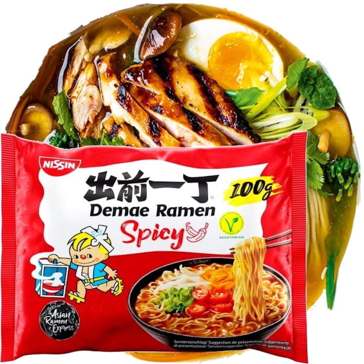 Zupka Błyskawiczna Makaron Instant Demae Ramen OSTRA Hot Chili 100g NISSIN
