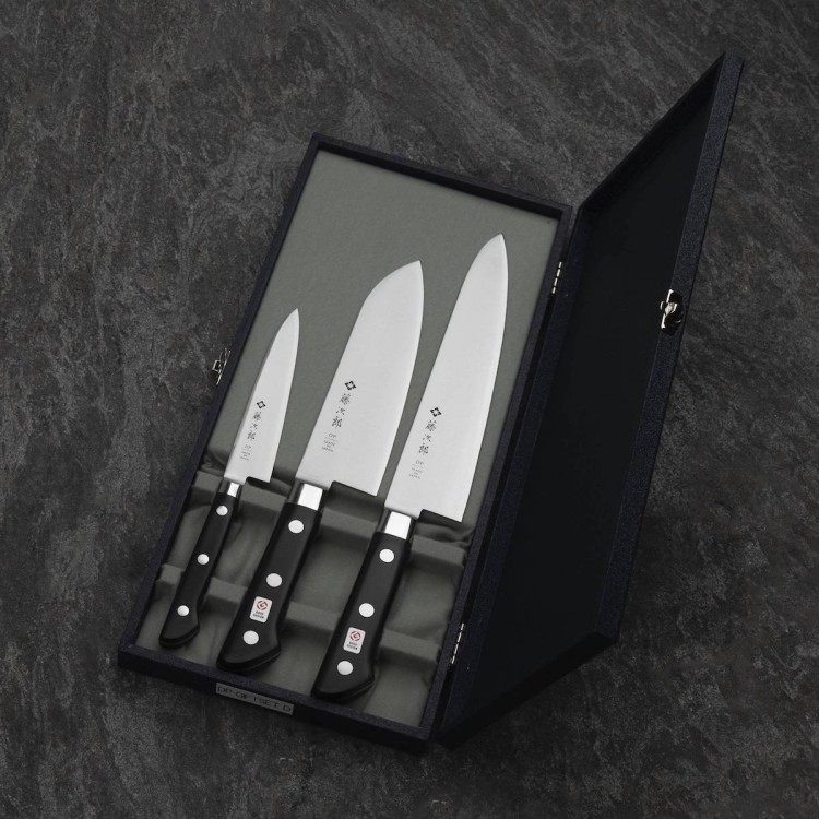 Zestaw 3 Noży Tojiro DP3 Uniwersalny 12cm + Szefa Kuchni 21cm + Santoku 17cm