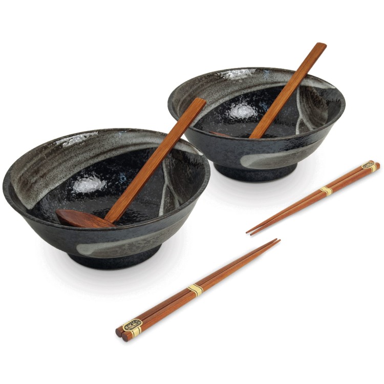 Zestaw Miseczki Chochelki i Pałeczki Do Zupy i Makaronu Ramen Motyw ANSEN EDO JAPAN