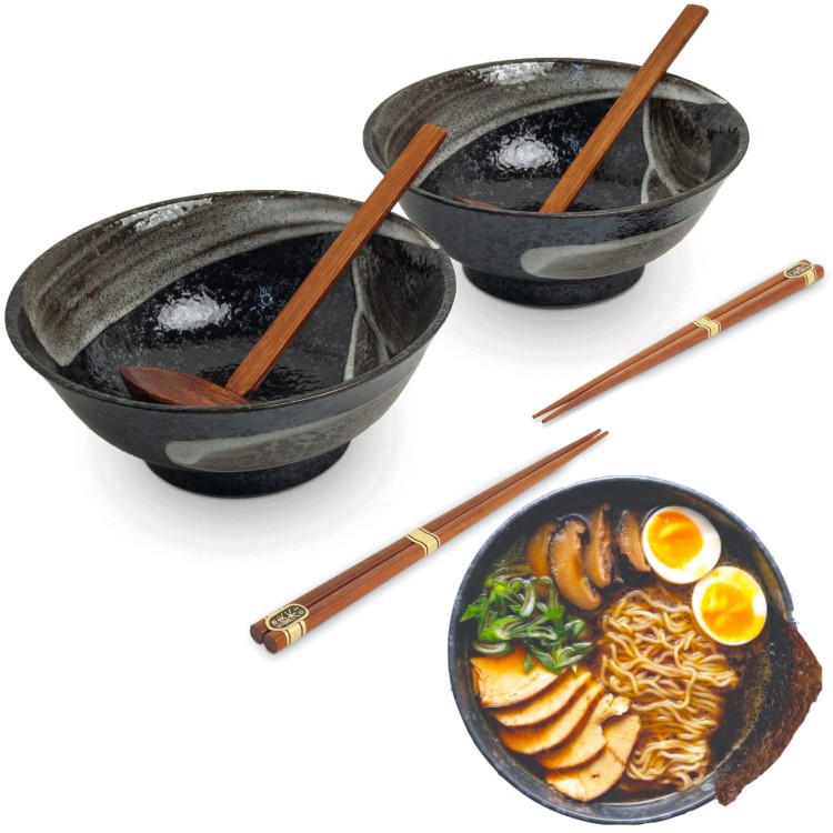 Zestaw Miseczki Chochelki i Pałeczki Do Zupy i Makaronu Ramen Motyw ANSEN EDO JAPAN