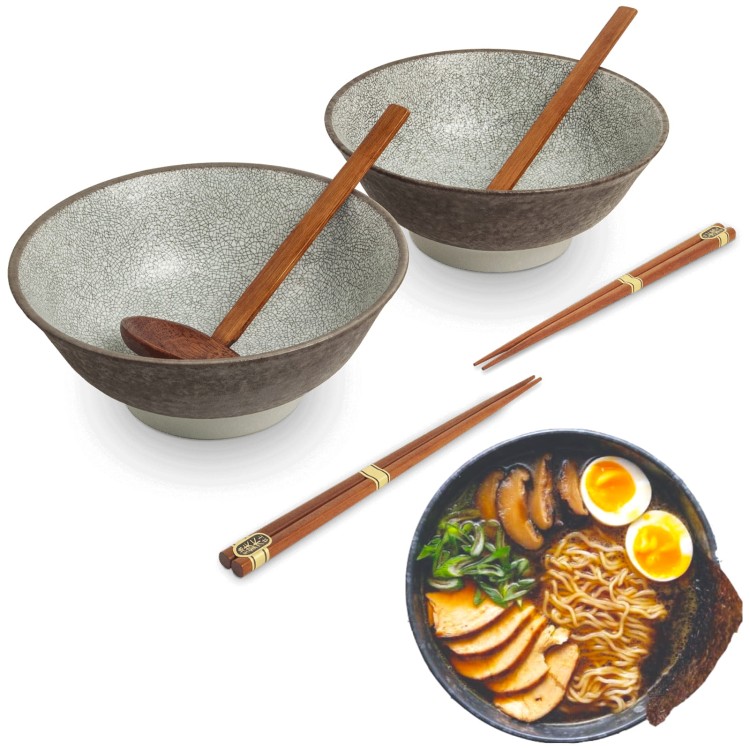 Zestaw Miseczki Chochelki i Pałeczki Do Zupy i Makaronu Ramen Motyw KOISHI EDO JAPAN