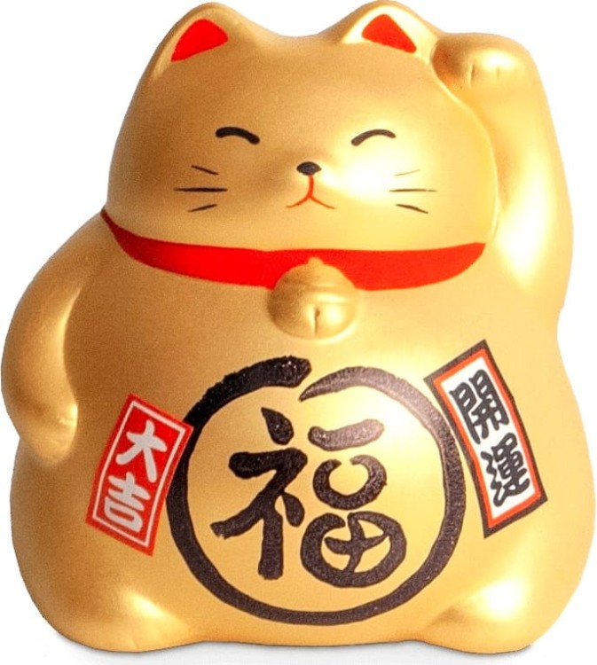 Skarbonka Figurka Japoński Złoty Kot Szczęścia Maneki Neko EMRO AZIATICA