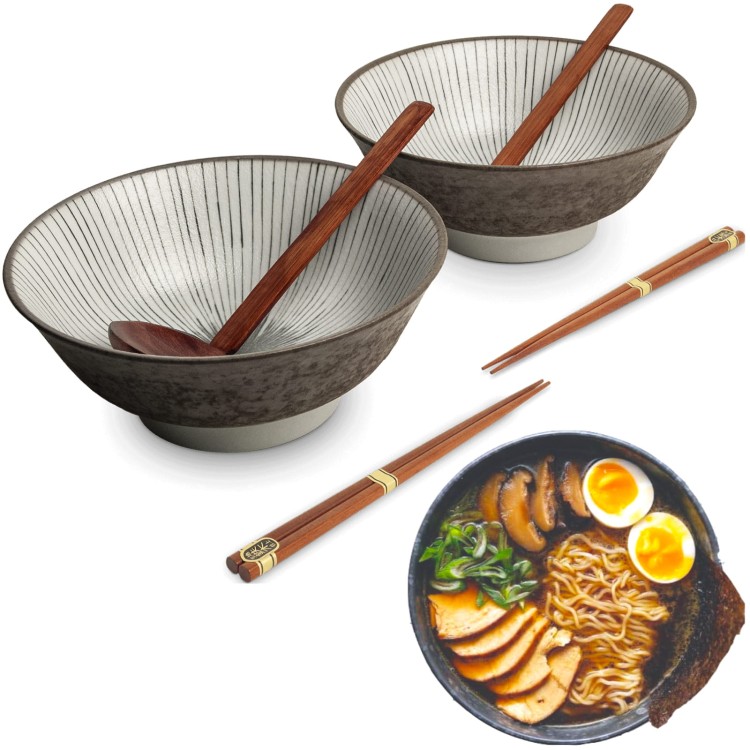 Zestaw Miseczki Chochelki i Pałeczki Do Zupy i Makaronu Ramen Motyw SHIMA EDO JAPAN