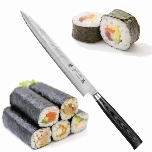 Tamahagane Tsubame Black VG-5 Japoński Nóż Kuchenny Sashimi Do Sushi Filetowania 61HRC 24cm