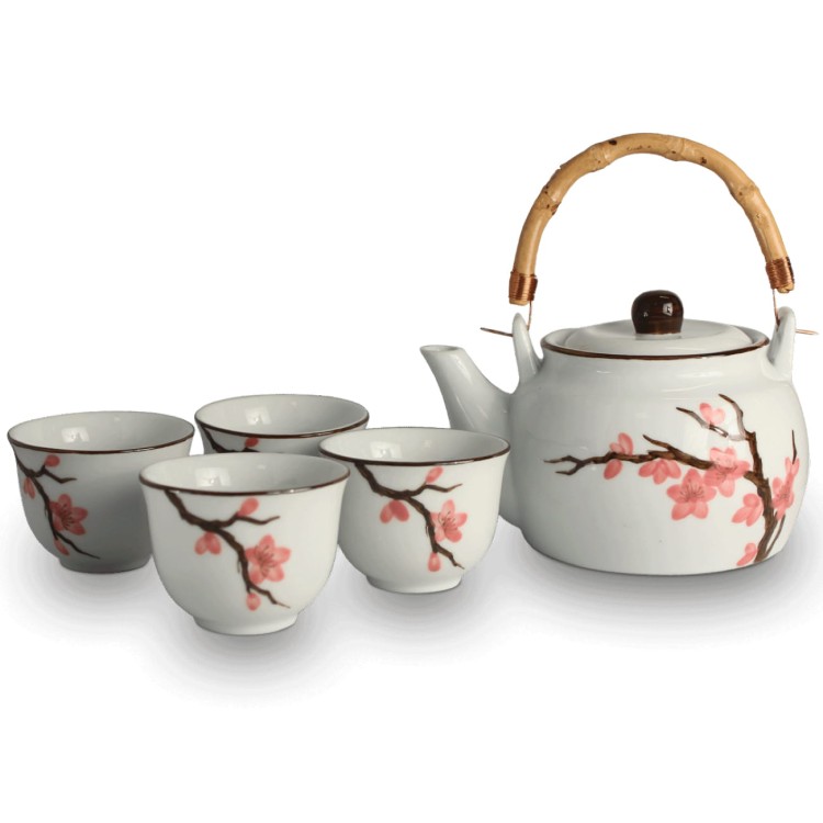 Japoński Biały Zestaw Do Herbaty Sakura EMRO AZIATICA