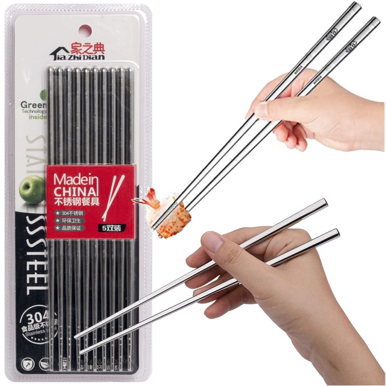 Zestaw 5 Par Metalowych Pałeczek Ze Stali Nierdzewnej 23cm JIA ZHI DIAN