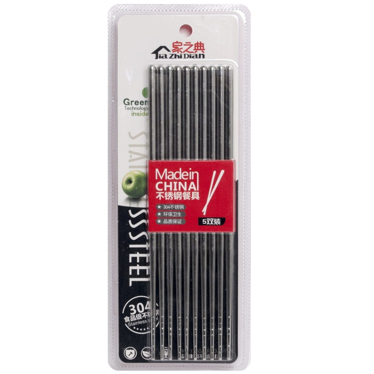 Zestaw 5 Par Metalowych Pałeczek Ze Stali Nierdzewnej 23cm JIA ZHI DIAN