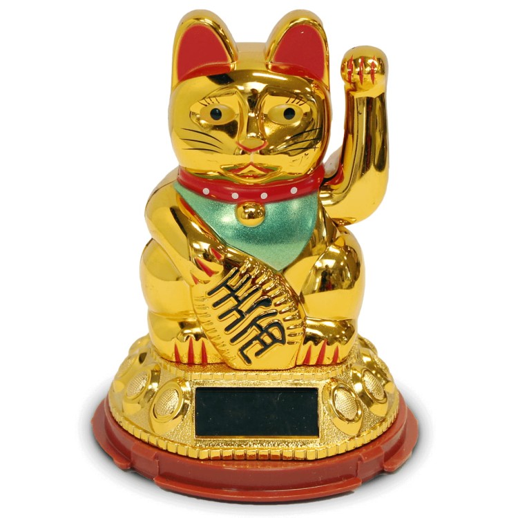 Figurka Solarna Machający Japoński Złoty Kot Szczęścia 12cm Maneki Neko EMRO AZIATICA