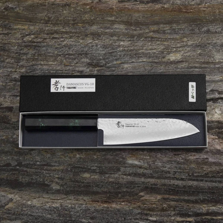 Sakai Takayuki Nanairo VG-10 Green Japoński Nóż Santoku 17 cm