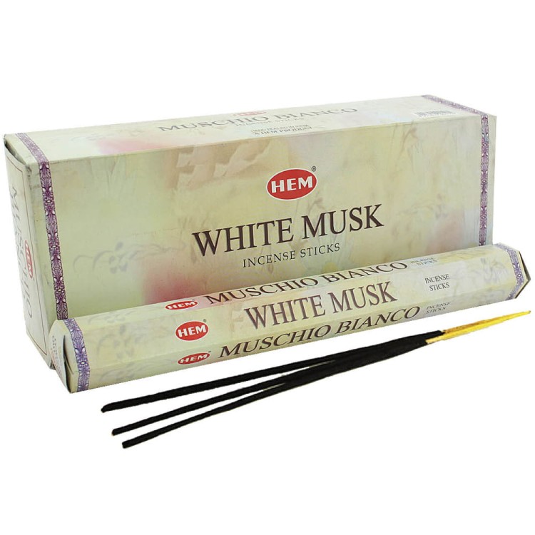 Indyjskie Kadzidełka Białe Piżmo White Musk 20 Sztuk HEM