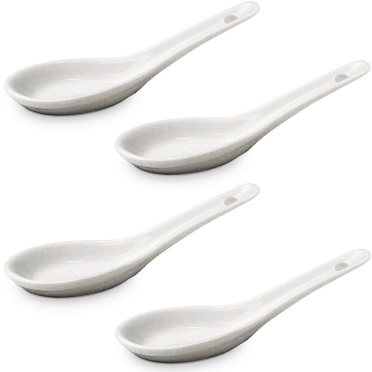 Orientalna Łyżka Porcelanowa Do Zupy Udon Soba Ramen Biała 12,5cm EMRO AZIATICA