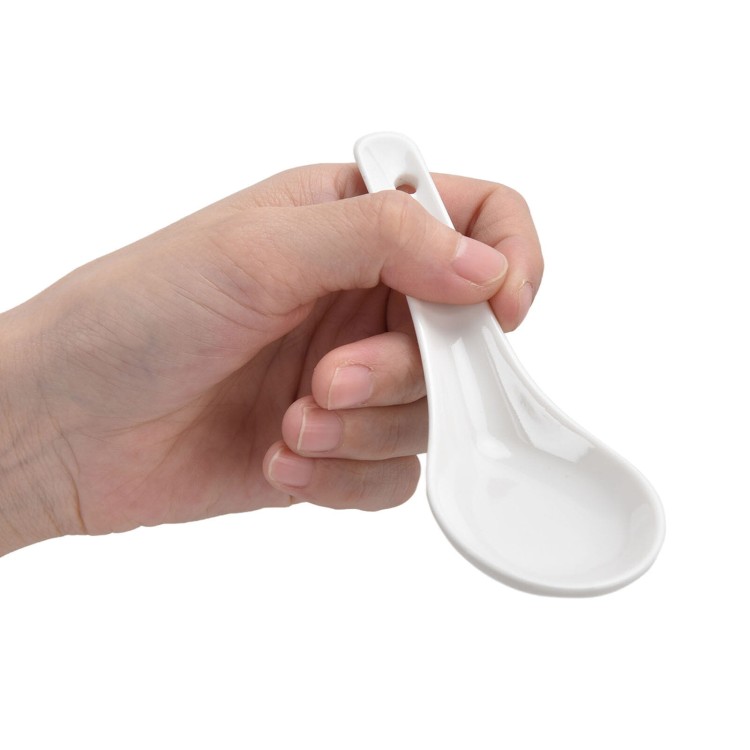 Orientalna Łyżka Porcelanowa Do Zupy Udon Soba Ramen Biała 12,5cm EMRO AZIATICA