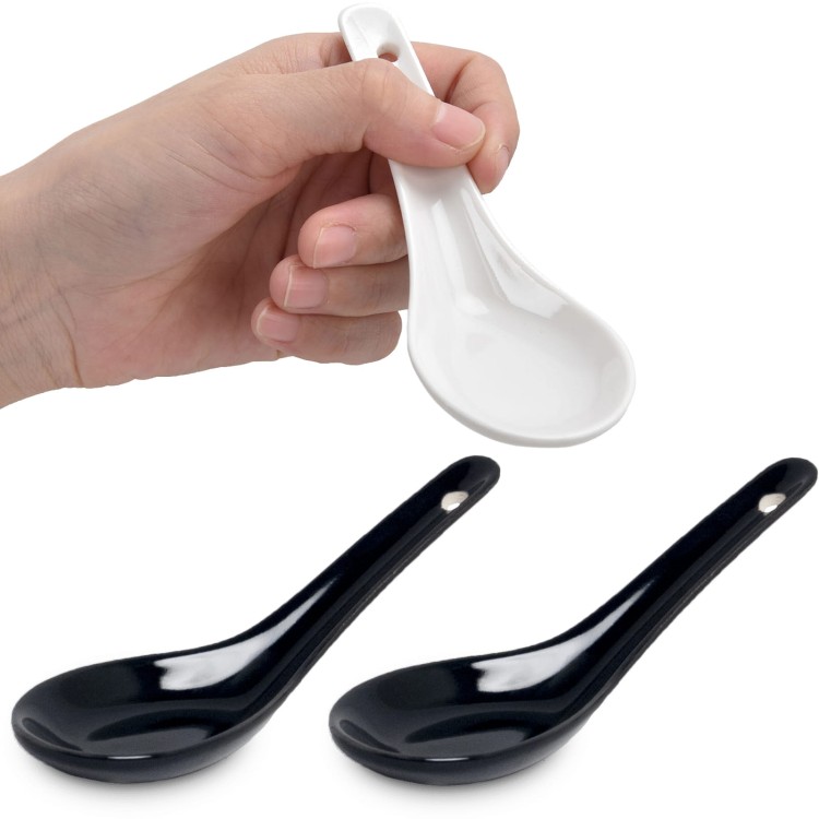 Orientalna Łyżka Porcelanowa Do Zupy Czarna 12,5cm EMRO AZIATICA