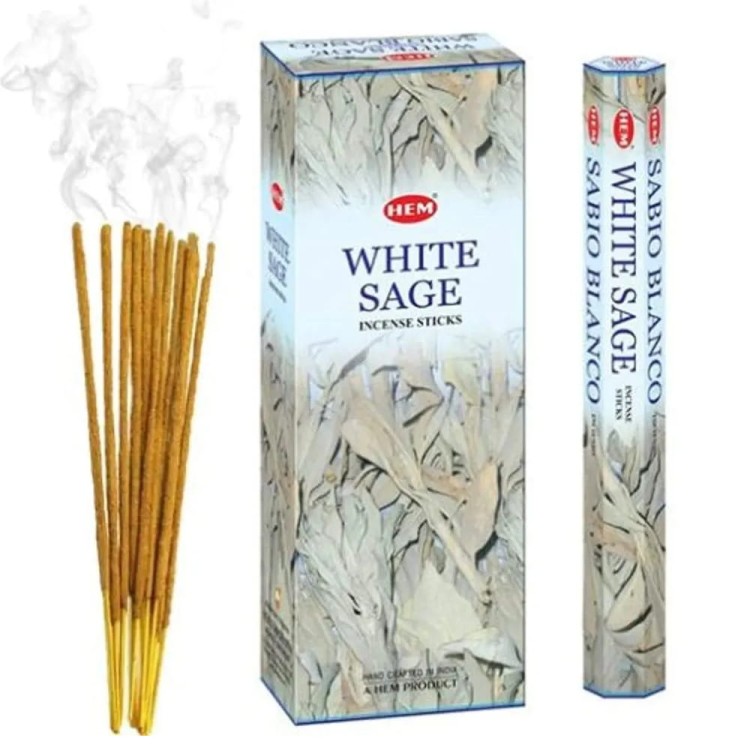 Indyjskie Kadzidełka Biała Szałwia White Sage 20 Sztuk HEM