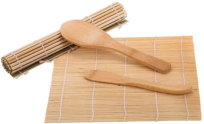 Zestaw Akcesoriów Do Robienia Sushi Mata Nóż Pałeczki Foremki Podstawki Drewniana Prasa