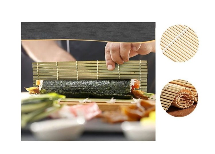 Zestaw Akcesoriów Do Robienia Sushi Mata Nóż Pałeczki Foremki Podstawki Drewniana Prasa