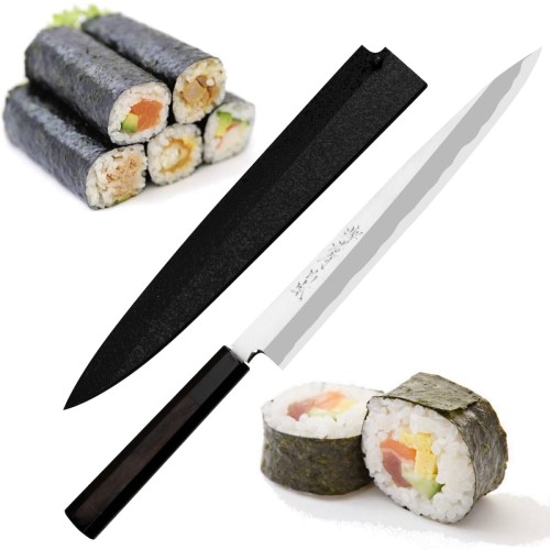 Sakai Takayuki Byakko Shirogami#1 Japoński Nóż Kuchenny Kiritsuke Yanagiba Do Sushi Filetowania 60-61 HRC 24cm