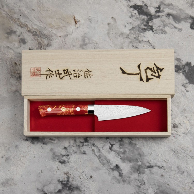 Takeshi Saji Red Turquoise R2 Japoński Nóż Do Obierania 9cm LIMITED