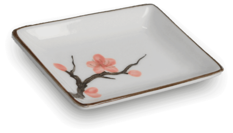 Ceramiczna Biała Miseczka Do Sushi Kwiaty Sakura 9cm x 6,5cm EMRO AZIATICA