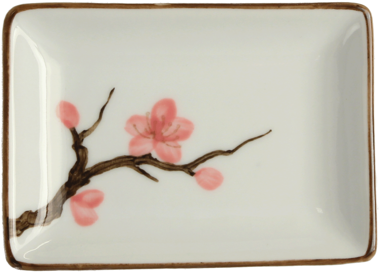 Ceramiczna Biała Miseczka Do Sushi Kwiaty Sakura 9cm x 6,5cm EMRO AZIATICA