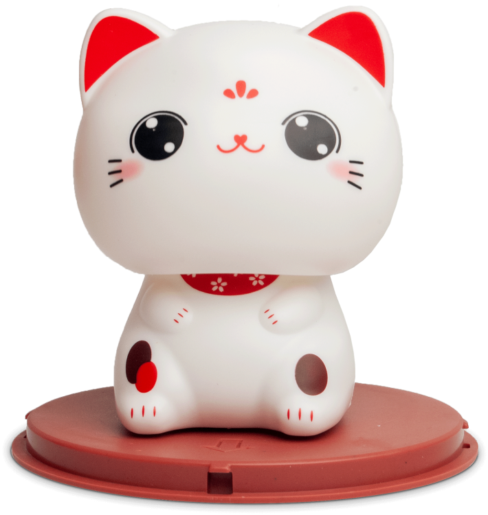 Figurka Solarna Japoński Uśmiechnięty Biały Kot Szczęścia Maneki Neko EMRO AZIATICA