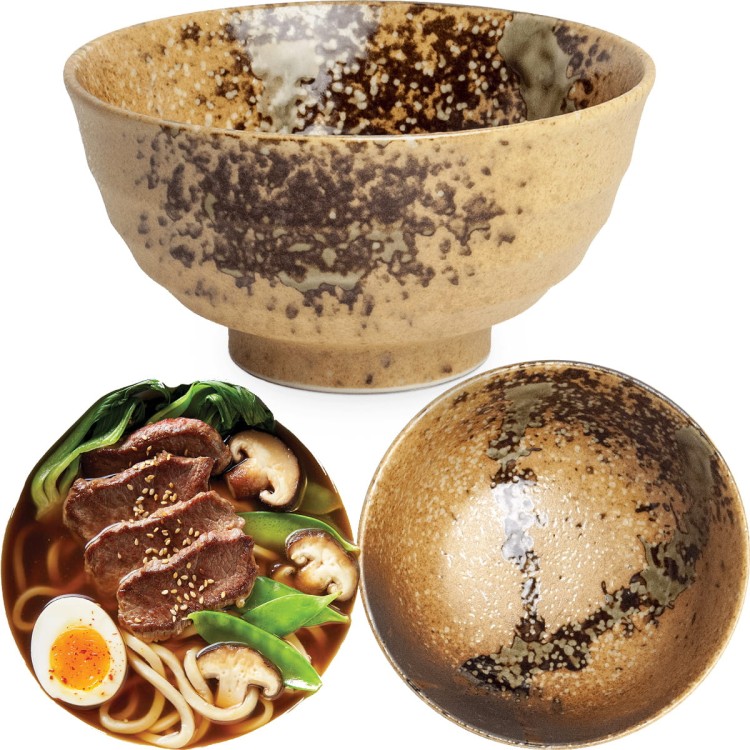 Miseczka Jasno Brązowa Miska Do Makaronu Zupy Udon 17cm PUROBU EDO JAPAN