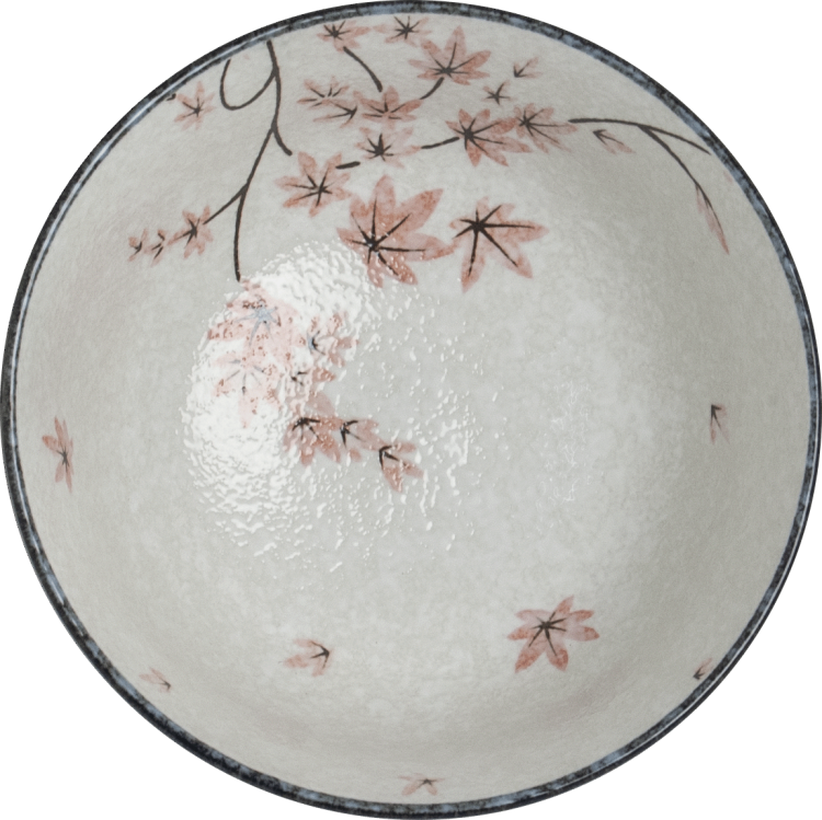 Miseczka Biało Czarna Miska Do Makaronu Zupy Udon 17cm MAPLE LEAF EDO JAPAN