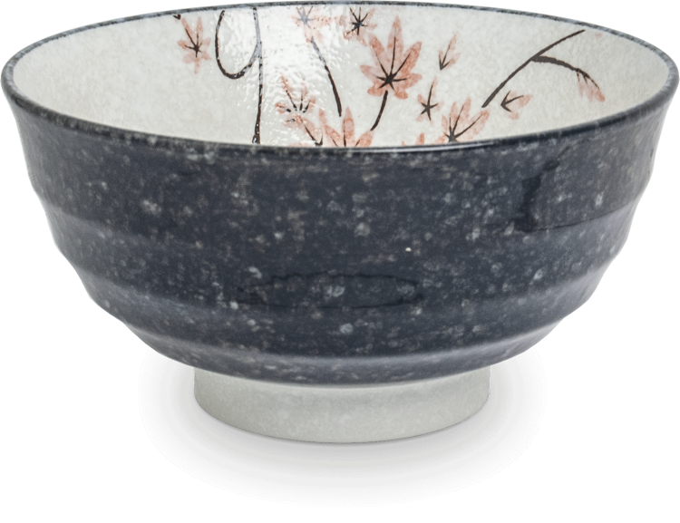 Miseczka Biało Czarna Miska Do Makaronu Zupy Udon 17cm MAPLE LEAF EDO JAPAN