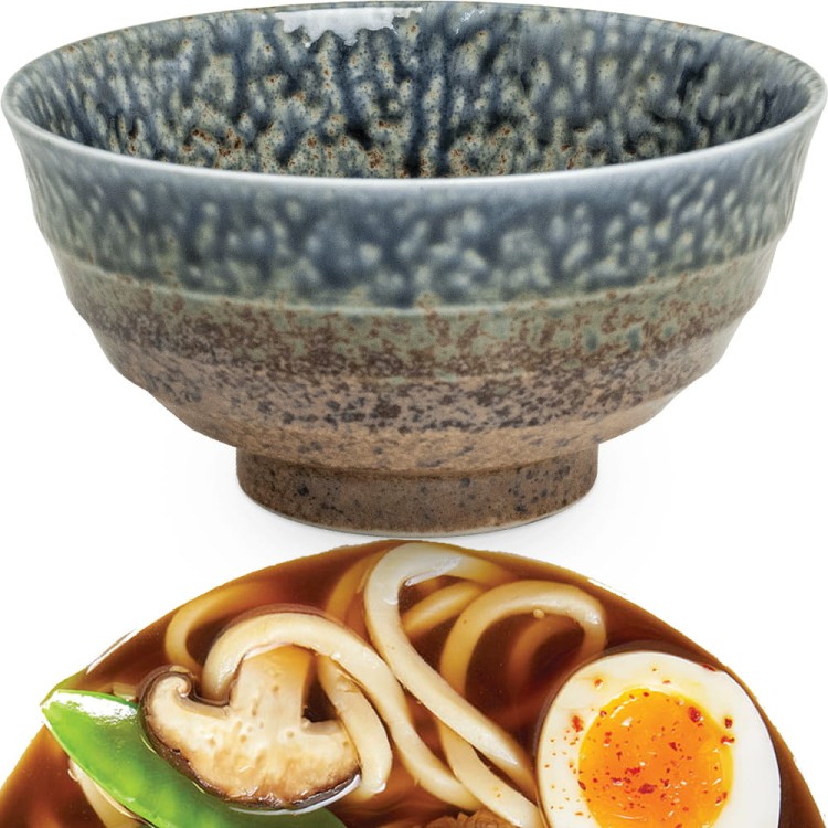 Miseczka Brązowo Niebieska Miska Do Makaronu Zupy Udon 17cm KI EDO JAPAN