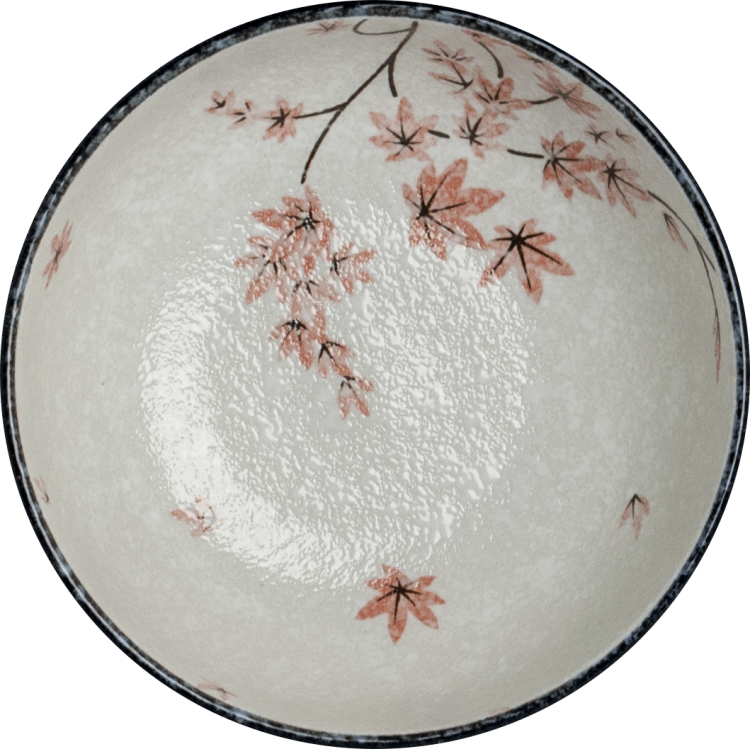 Miseczka Biało Czarna Miska Do Makaronu Zupy Ramen 22cm MAPLE LEAF EDO JAPAN