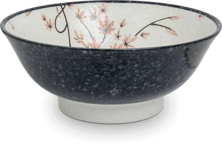 Miseczka Biało Czarna Miska Do Makaronu Zupy Ramen 22cm MAPLE LEAF EDO JAPAN