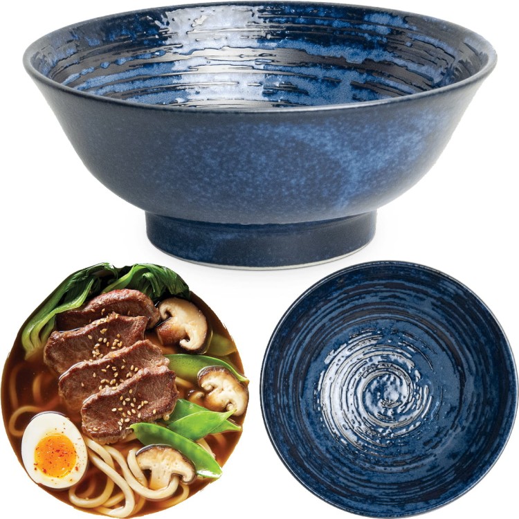 Miseczka Ciemno Niebieska Miska Do Makaronu Zupy Ramen 22cm UZU EDO JAPAN