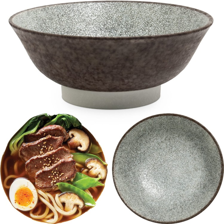 Miseczka Brązowo Biała Miska Do Makaronu Zupy Ramen 22cm KOISHI EDO JAPAN