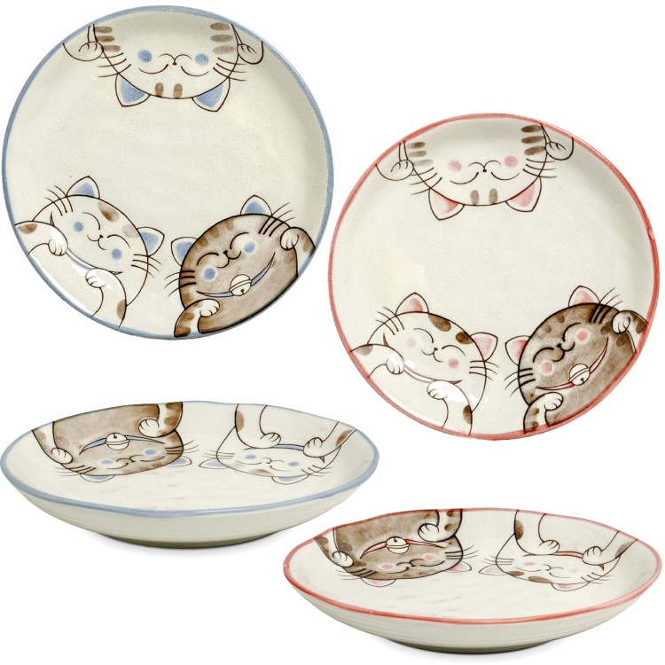 Komplet Dwóch Talerzy Do Serwowania Sushi z Motywem THREE CATS 19,5cm EDO JAPAN