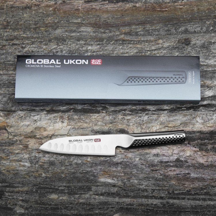 Global Ukon Japoński Nóż Santoku Żłobiony 14cm GUS-20