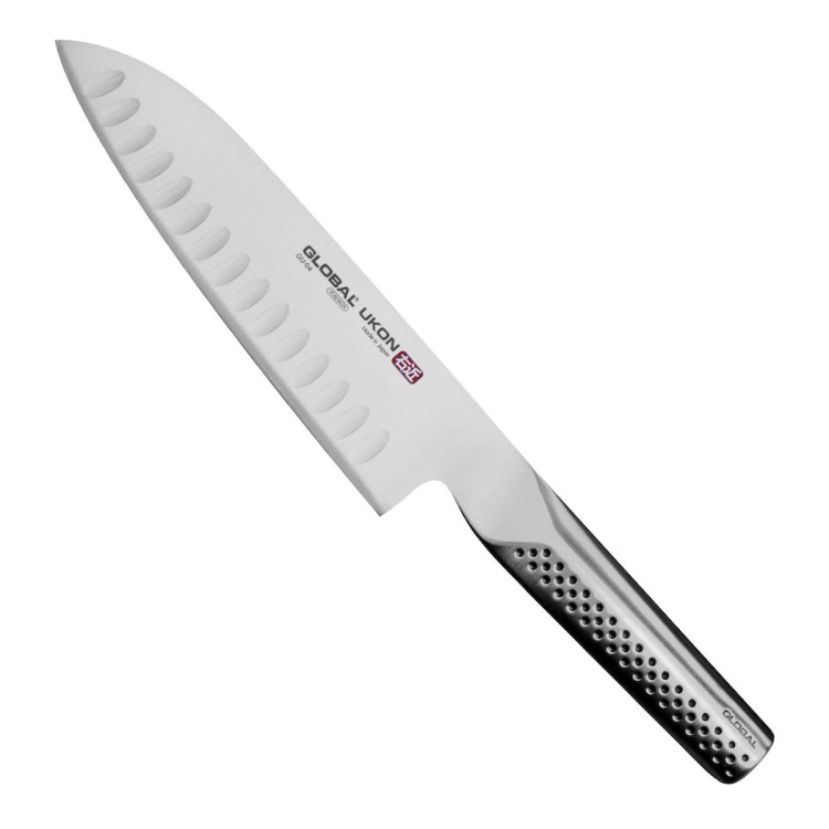 Global Ukon Japoński Nóż Santoku Żłobiony 18,5cm GU-04