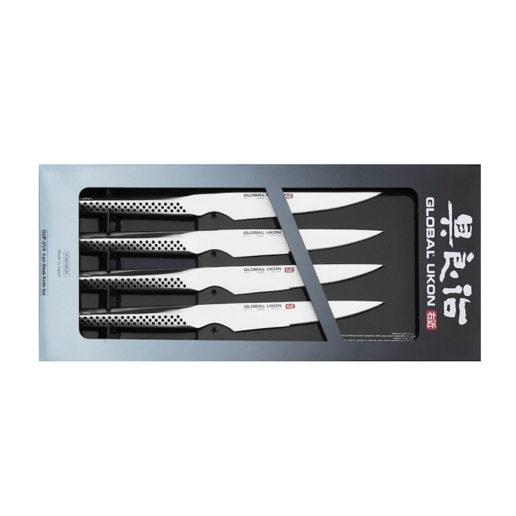 Global Ukon Japoński Zestaw Komplet 4 Noży Do Steków 56-58HRC 13cm GUF-31/4