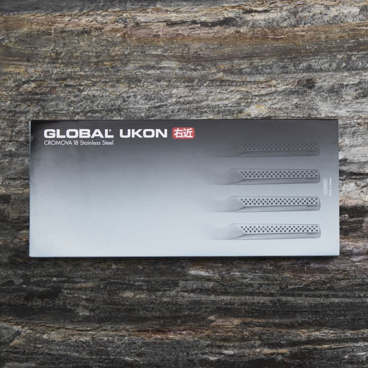 Global Ukon Japoński Zestaw Komplet 4 Noży Do Steków 56-58HRC 13cm GUF-31/4