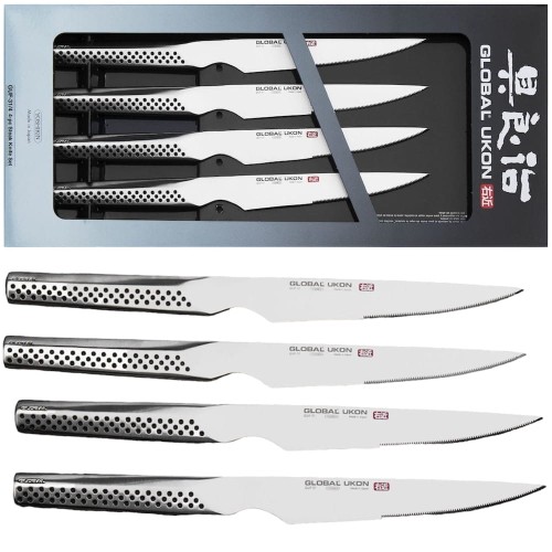 Global Ukon Japoński Zestaw Komplet 4 Noży Do Steków 56-58HRC 13cm GUF-31/4