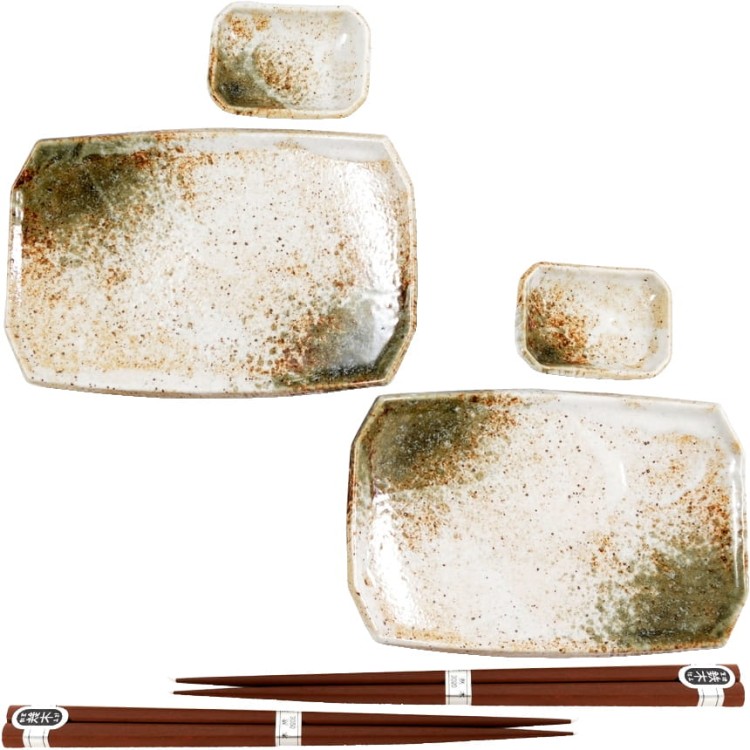 Zestaw Ceramiki Do Sushi Jasny Komplet HIKARI Ceramika Dla 2 Osób EDO JAPAN