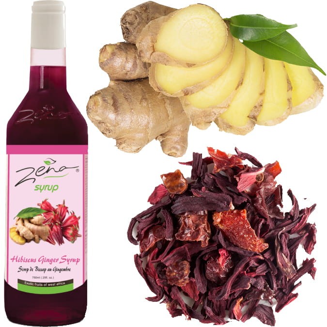 Syrop Hibiscus Imbir Do Drinków Napojów Lodów o Smaku Hibiscusa i Imbiru 750ml ZENA