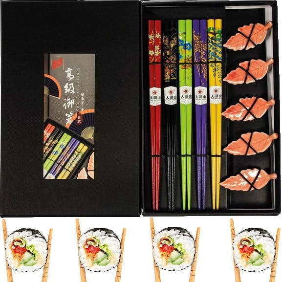 Zestaw Kolorowych Pałeczek z Podstawką Liść w Pudełku 5 Par Golden Turtle