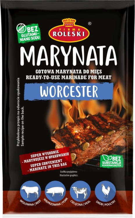Marynata WORCESTER Do Mięsa Bez Glutenu i Konserwantów 200g ROLESKI