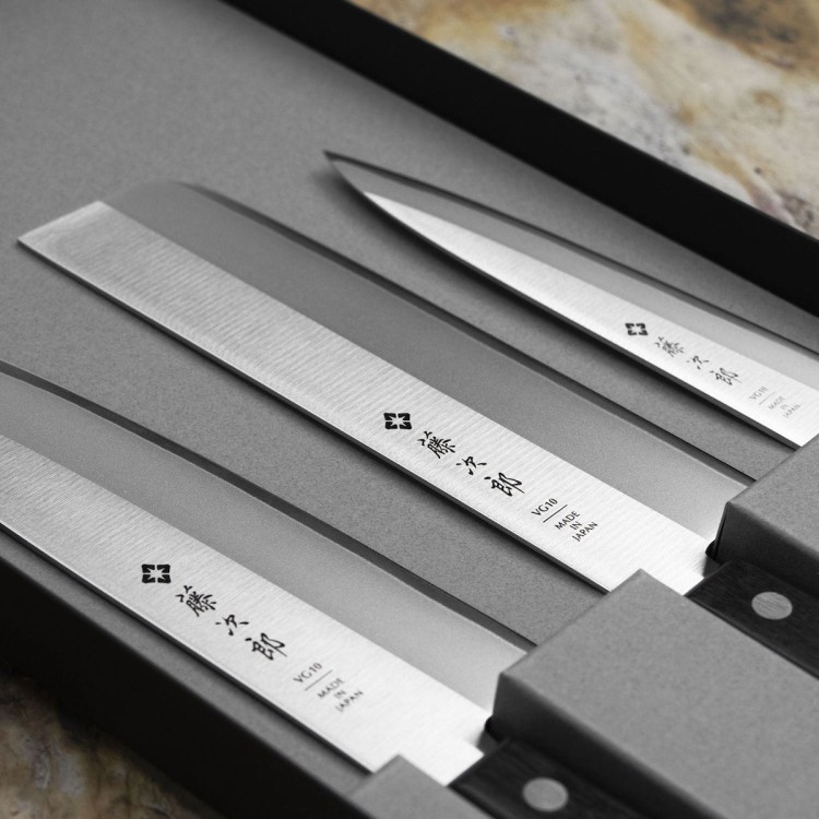 Zestaw 3 Noży Tojiro Basic VG-10 Japoński Uniwersalny 13,5cm i Nakiri 16,5cm i Santoku 16,5cm