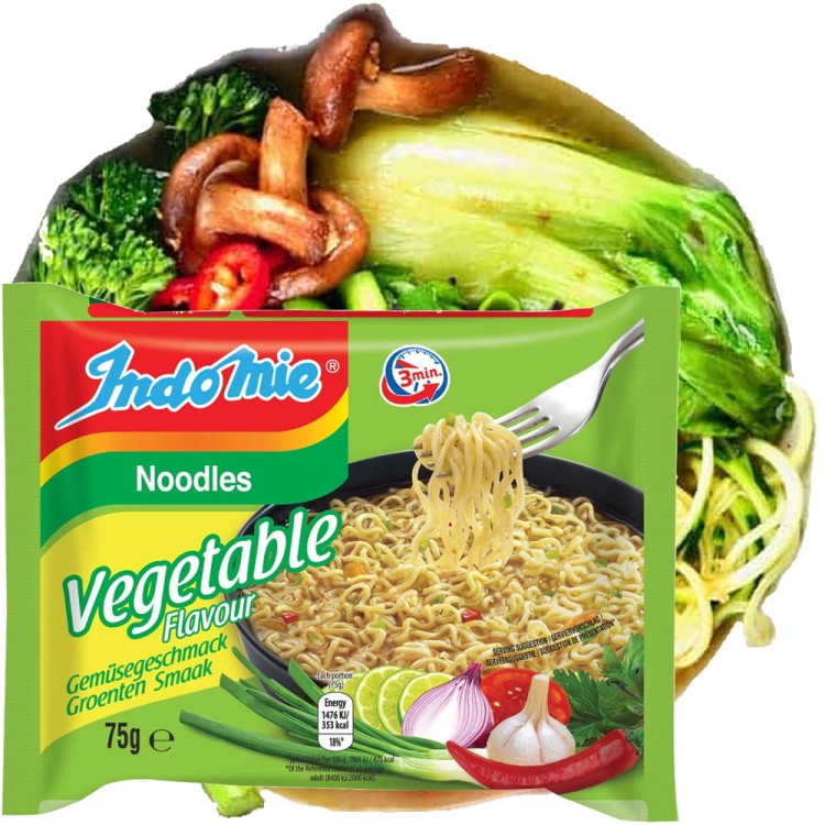 KARTON Indonezyjski Makaron Zupka WARZYWNA Instant Vegetable Noodles Soup 40x75g INDOMIE